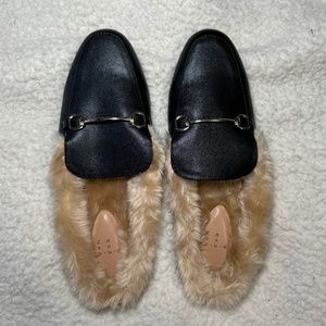 Leather Mules w/ Fur
